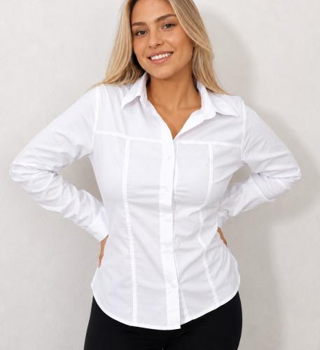 Camisa Lisa para Uniforme Tela Poplin Elastizada