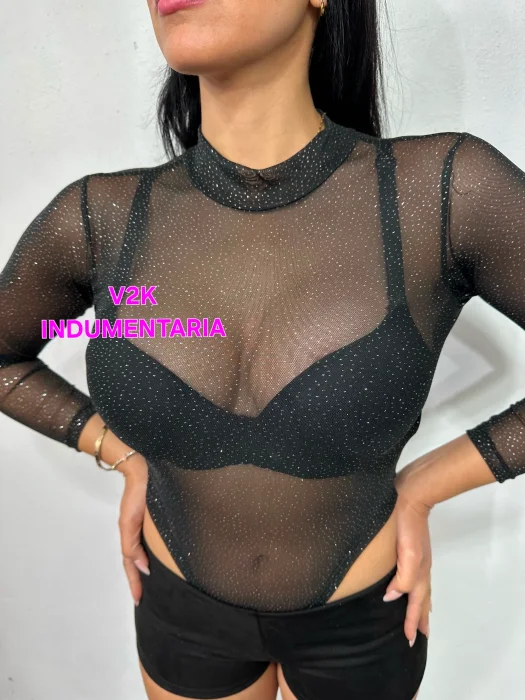 Body Polera Tul con Gliter