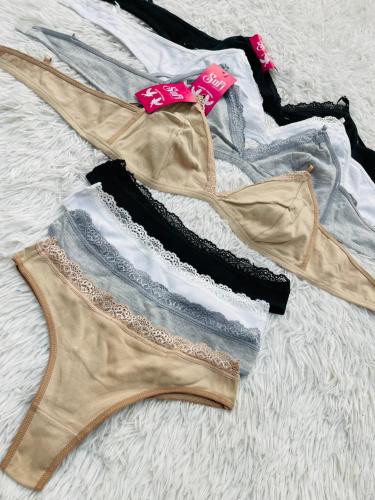 Conjunto 2 Piezas de Algodón Triángulo con Puntilla