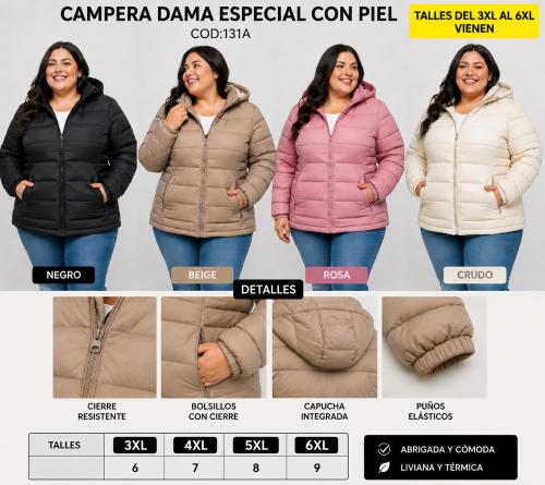 Campera con Piel por Dentro Talle Especial