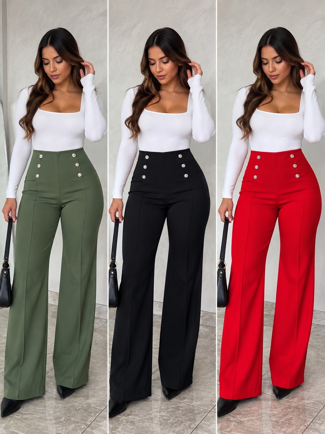 Pantalon Wide Leg Bengalina Excelente Calidad - Imagen 3