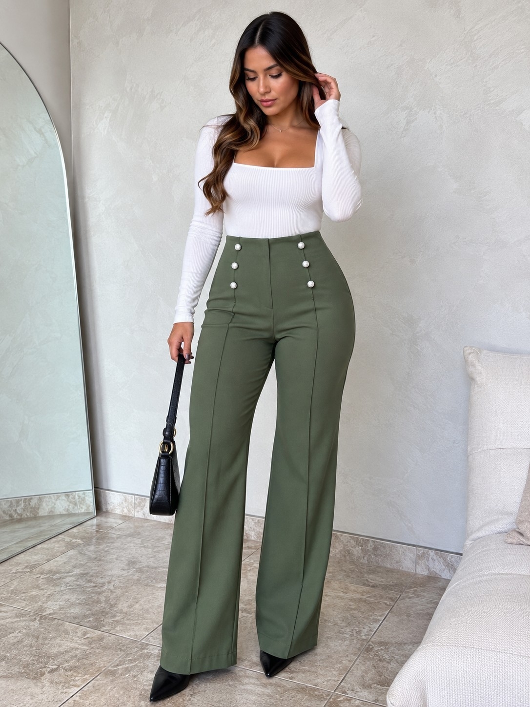 Pantalon Wide Leg Bengalina Excelente Calidad - Imagen 4