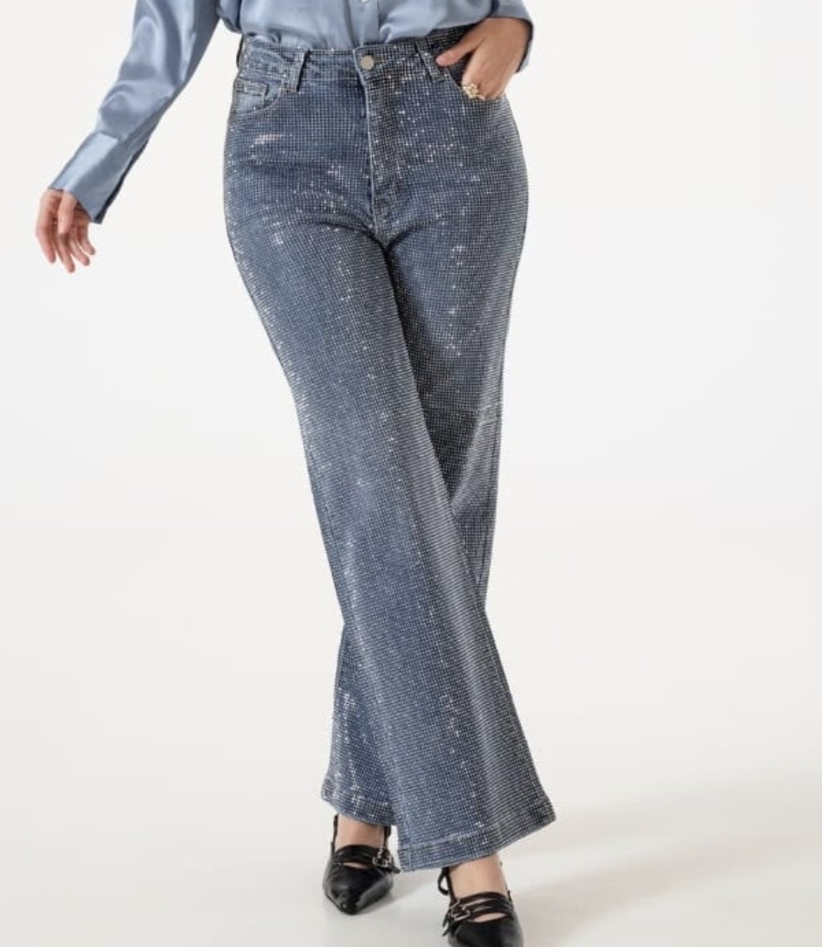 Wide Leg Jeans  con Strass - Imagen 2