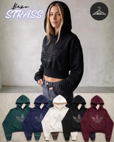 Buzo Adidas Crop Frisado Strass