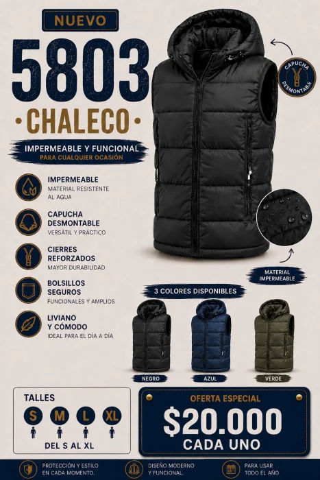 Pack Chaleco Importado  3 X 60.000
