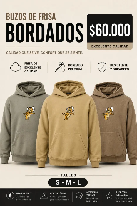 Pack Buzo Jerry Bordado 3 X $60.000