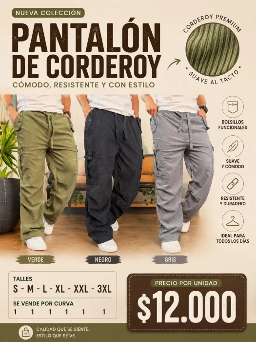 Pantalon Corderoy Importado X Curva