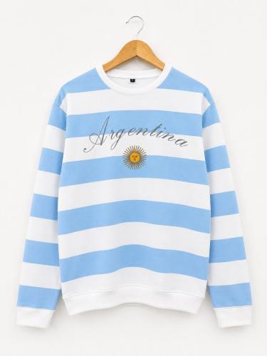 Buzo Rayado Frisado Argentina Estampado