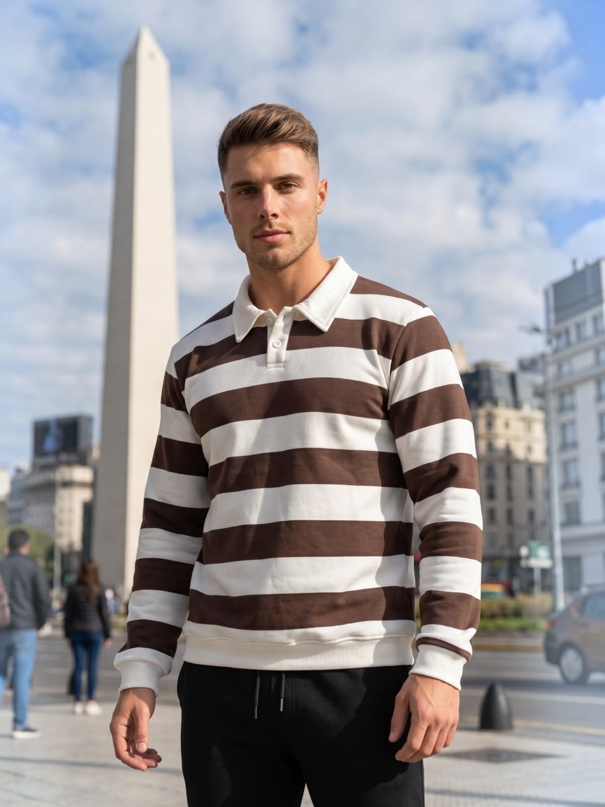 Buzo a Raya Friza con Cuello Camisero - Imagen 6