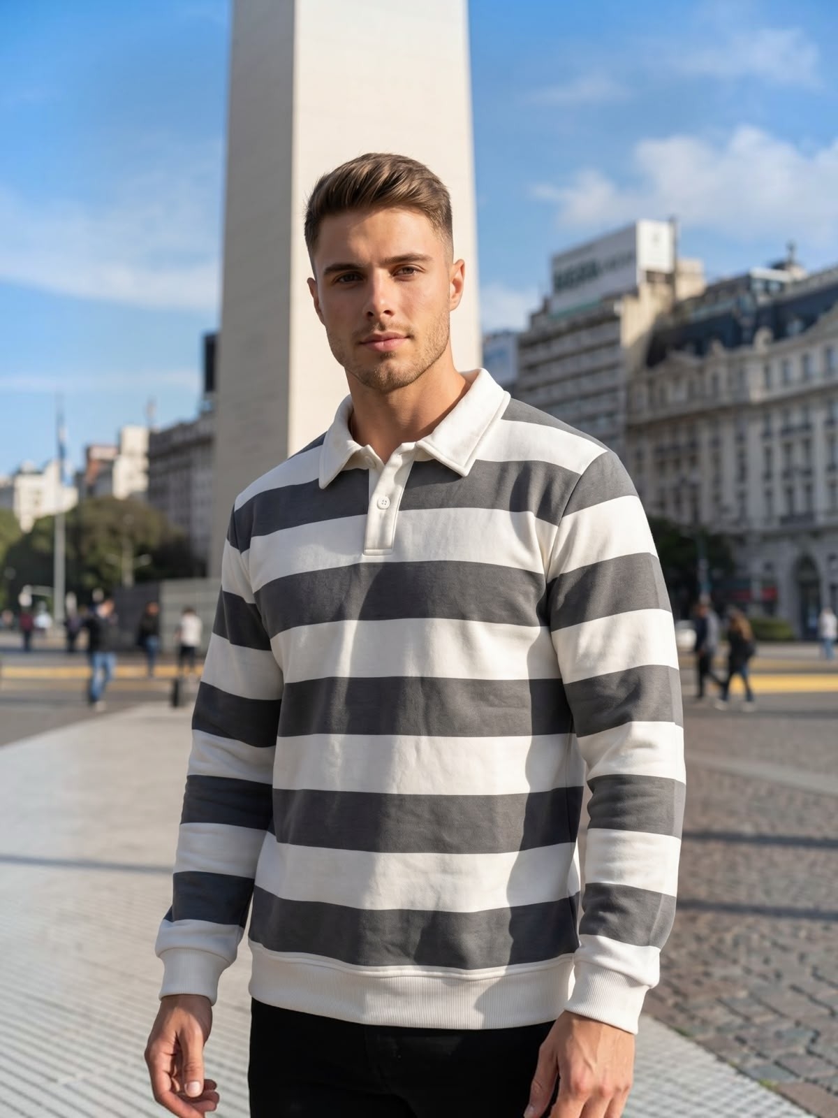 Buzo Friza a Raya Cuello Camisero - Imagen 2