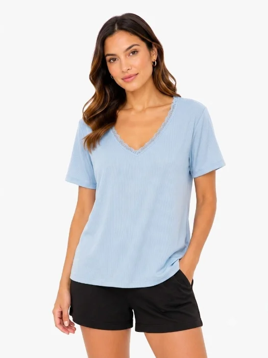 Remera Escote V Manga Corta