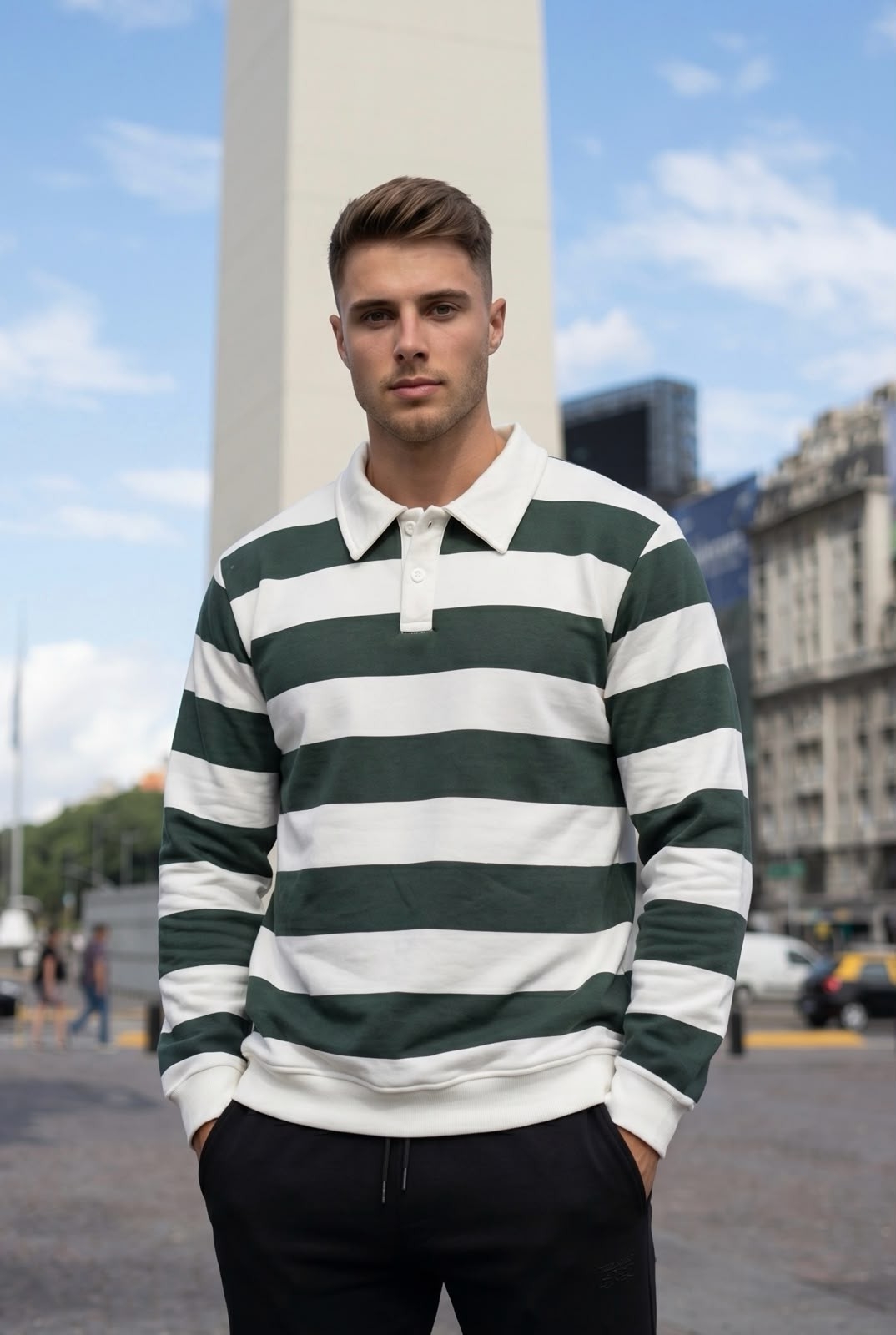 Buzo Friza a Rayas Cuello Camisero - Imagen 2