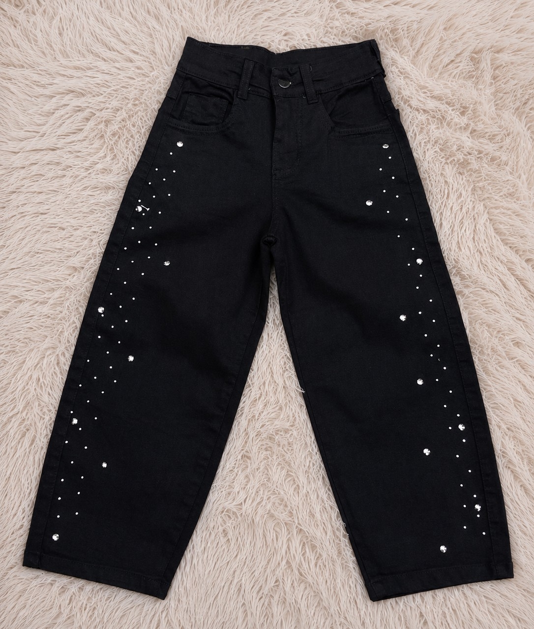 Baggy Jeans Negro Elastizada con Brillo - Imagen 1