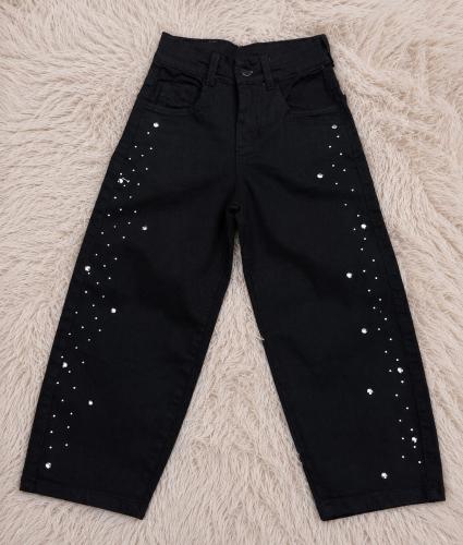 Baggy Jeans Negro Elastizada con Brillo