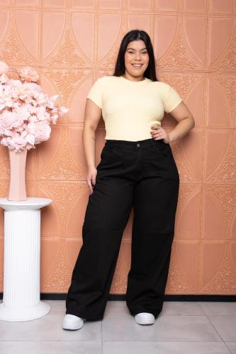Jeans Wide Leg Negro Rigido