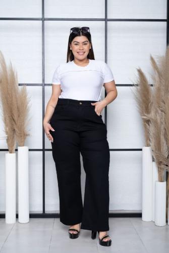 Jeans Wide Leg Negro Elastizado