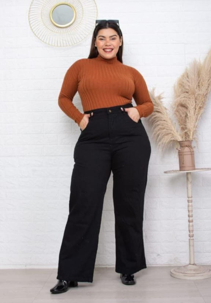 Jeans Wide Leg Negro Elastizado - Imagen 2