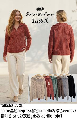 Sweter Importado Chenille con Medio Cierre.
