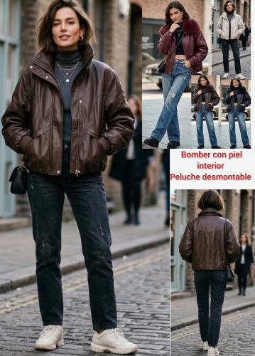 Campera Eco-cuero Importada Bomber Overzise con Piel Interior