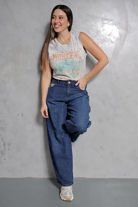 Baggy Azul Localizado con Bolsillo Delantero !