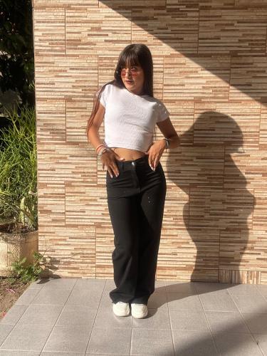 Wide Leg Negro con Brillo Rigido - Miniatura 3