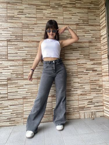 Dama Wide Leg Gris  Rigido