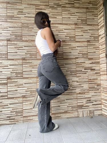 Dama Wide Leg Gris  Rigido - Miniatura 3