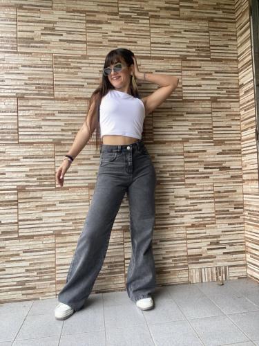 Dama Wide Leg Gris  Rigido - Miniatura 5