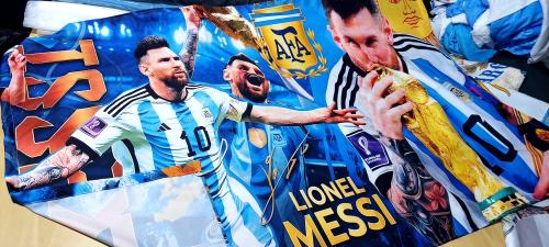 Bandera con Ojal 145x95cm Messi Argentina Mundial 2026