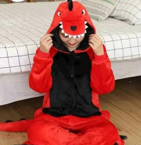 Pijama Dinosaurio Rojo Adulto