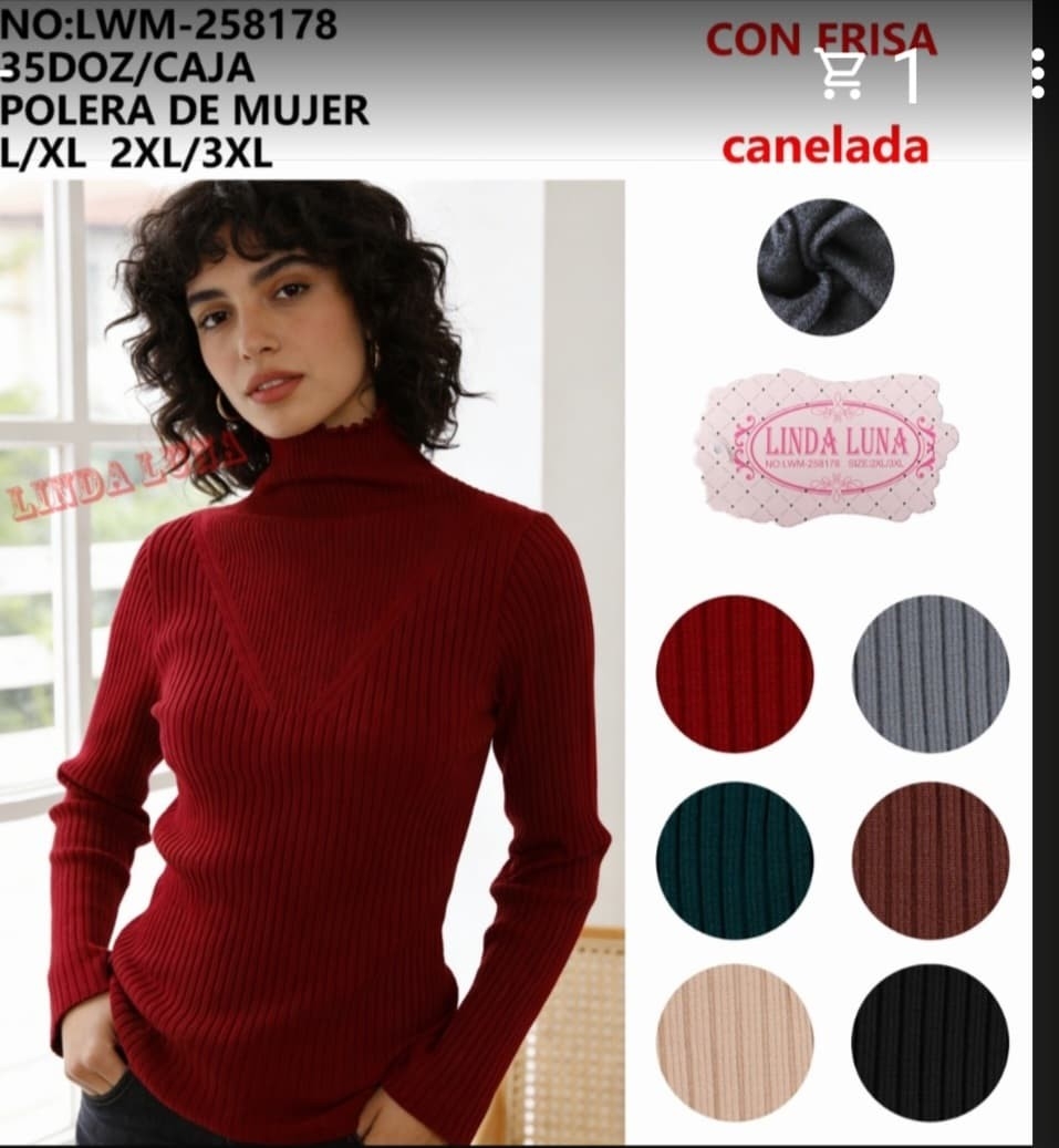 Polera Termica de Dama Canelada - Imagen 1