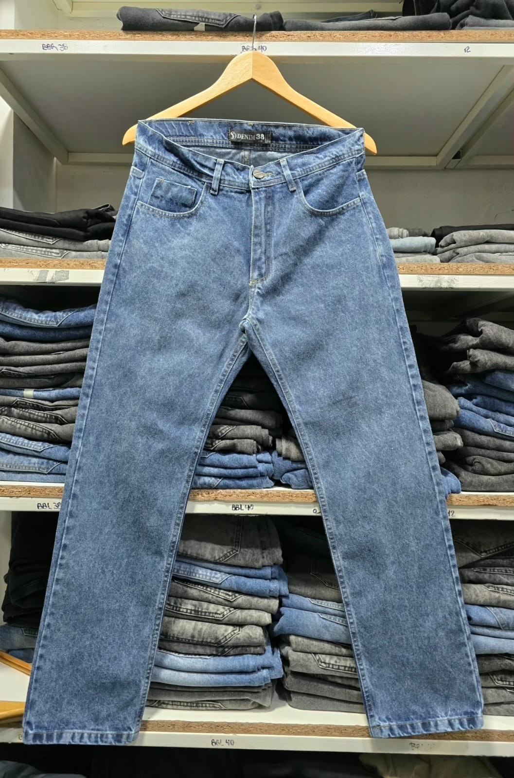 Pantalon Mom Liso Azul Nevado H/c - Imagen 1
