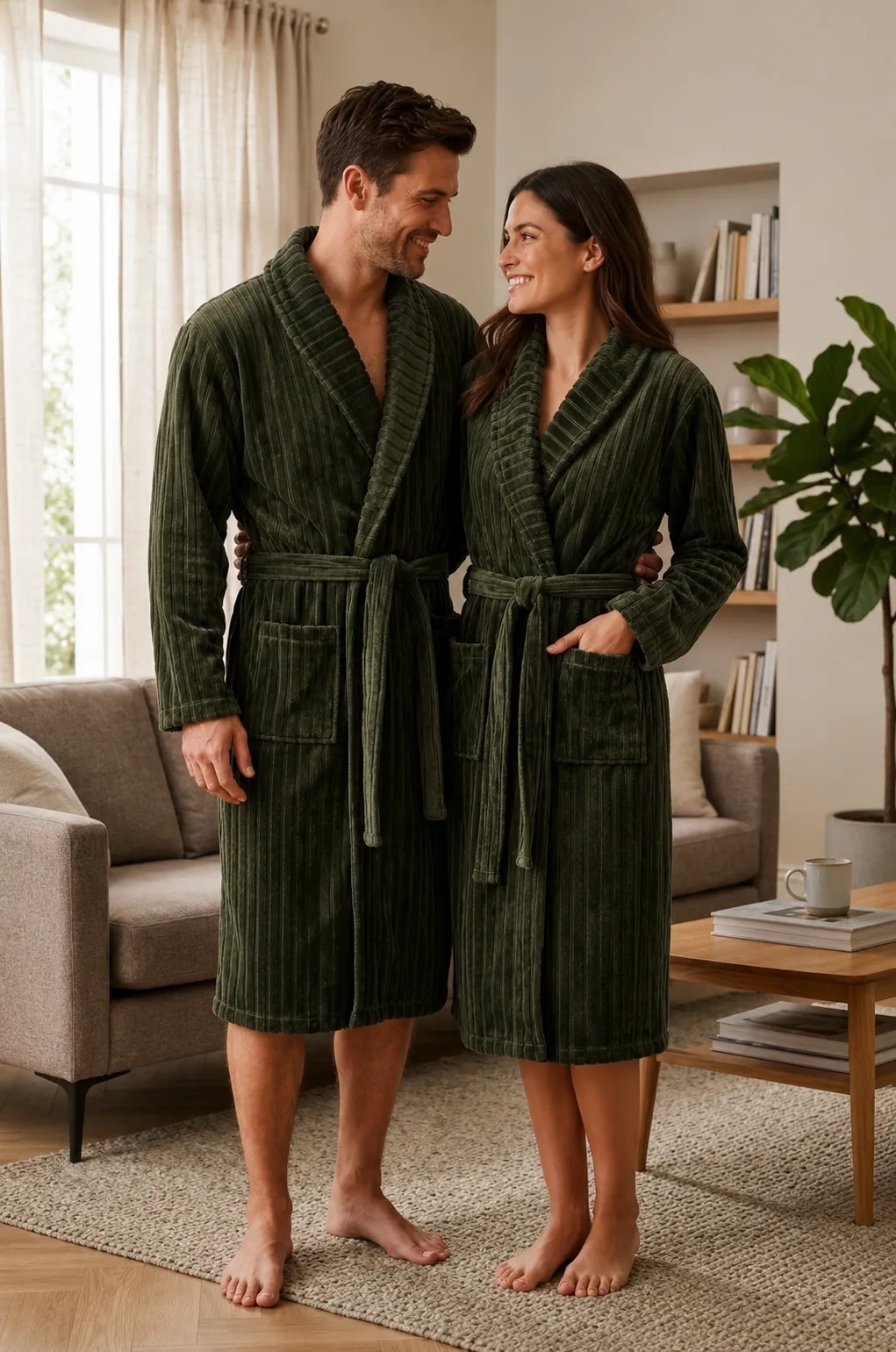 Batas Flannel Acanelado Unisex - Imagen 4