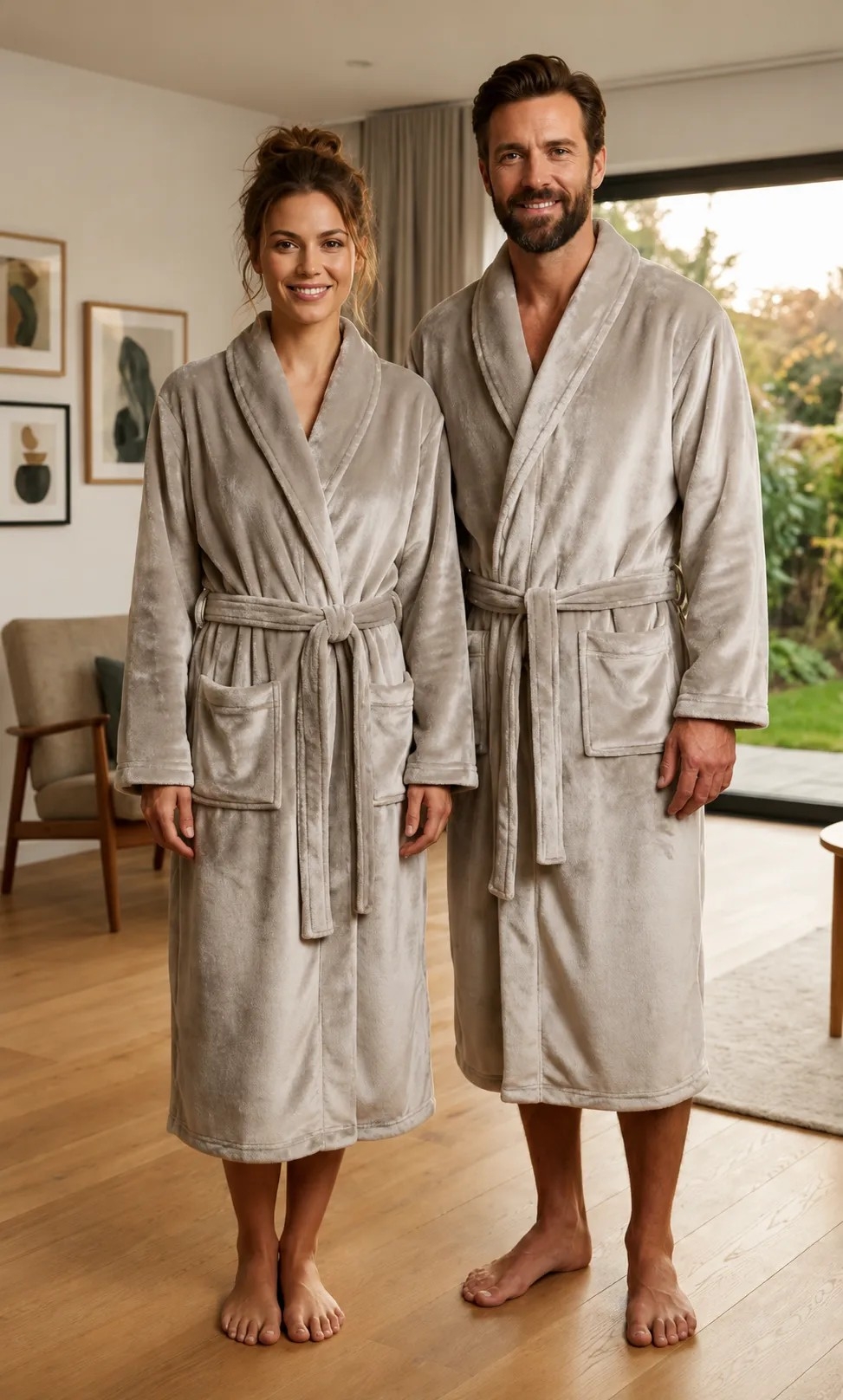 Batas Flannel Liso Unisex - Imagen 4