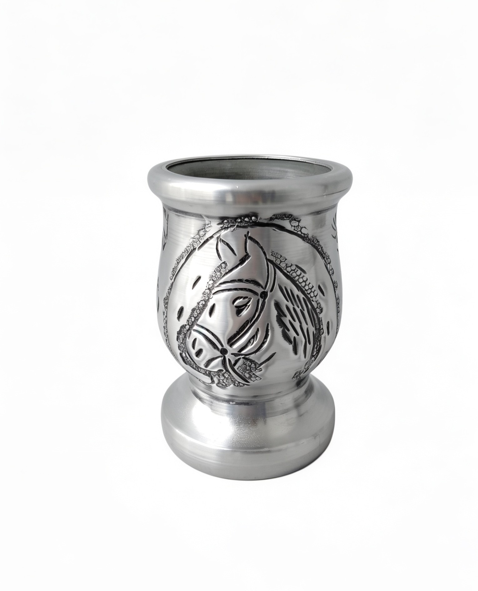 Mate de Palo Santo Forrado Cincelado Caballo - Imagen 1