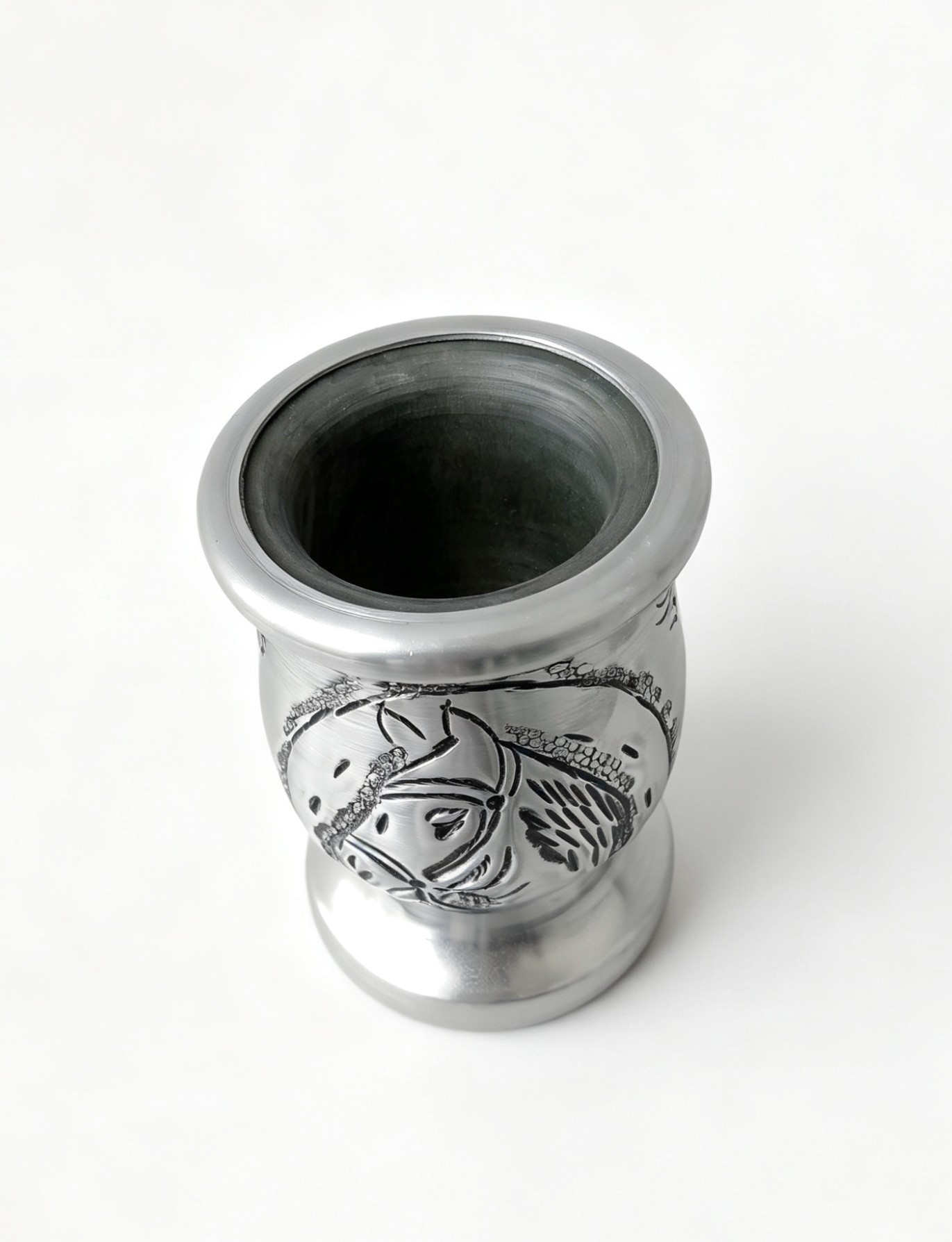 Mate de Palo Santo Forrado Cincelado Caballo - Imagen 2