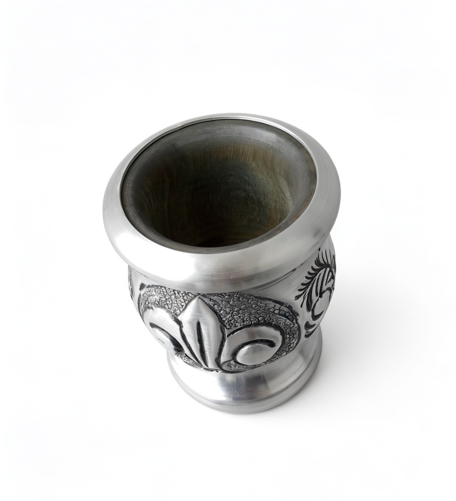 Mate de Palo Santo Forrado Cincelado Flor de Liz - Imagen 2