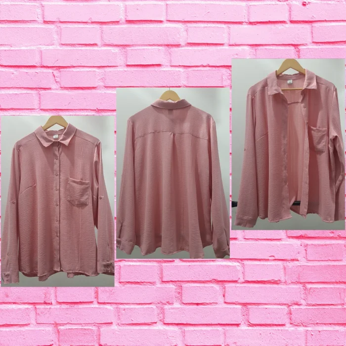 Camisa Rosa Dama Lino Cey Rayado