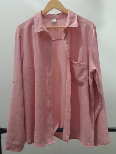 Camisa Rosa Dama Lino Cey Rayado