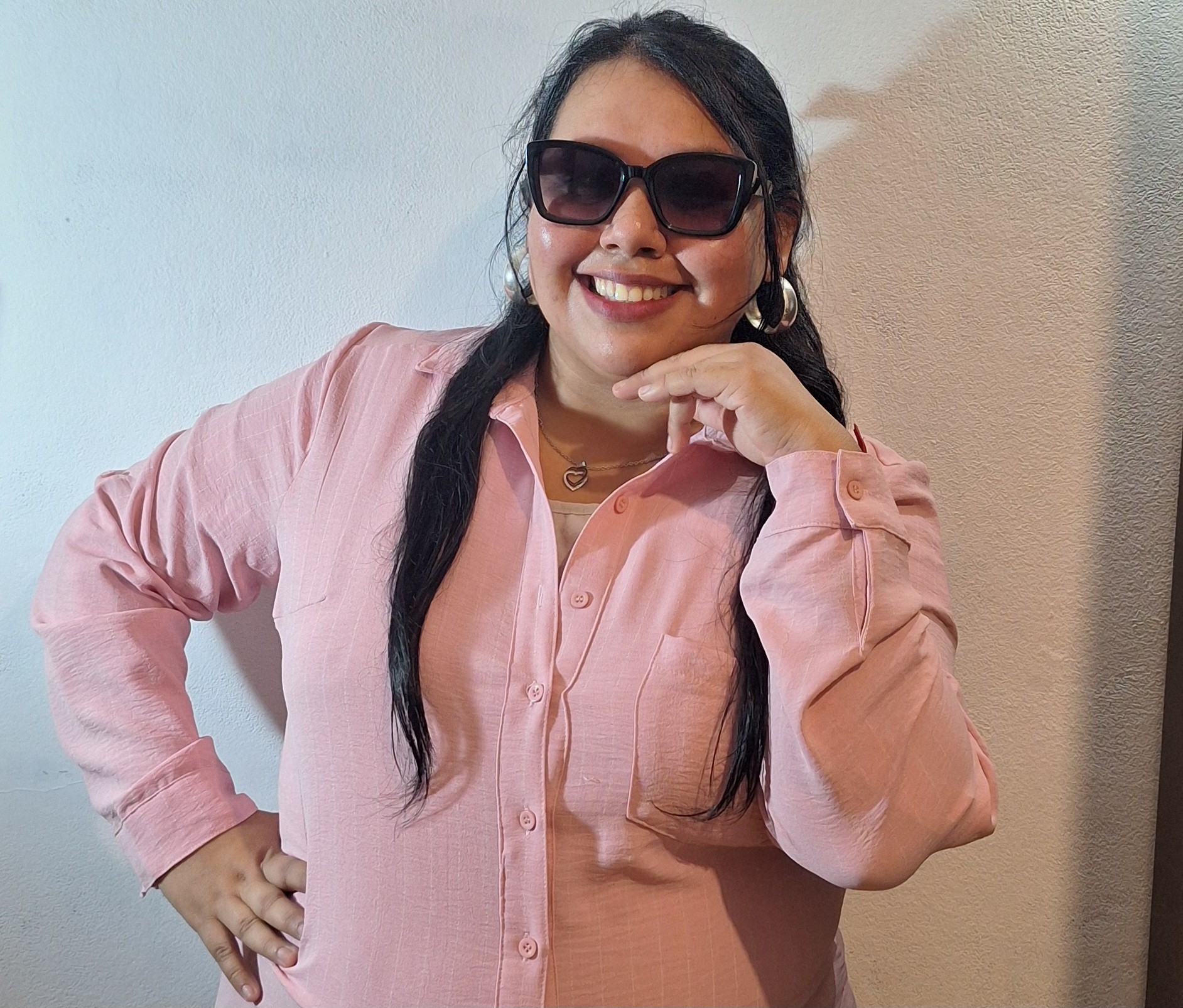 Camisa Rosa Dama Lino Cey Rayado - Imagen 3
