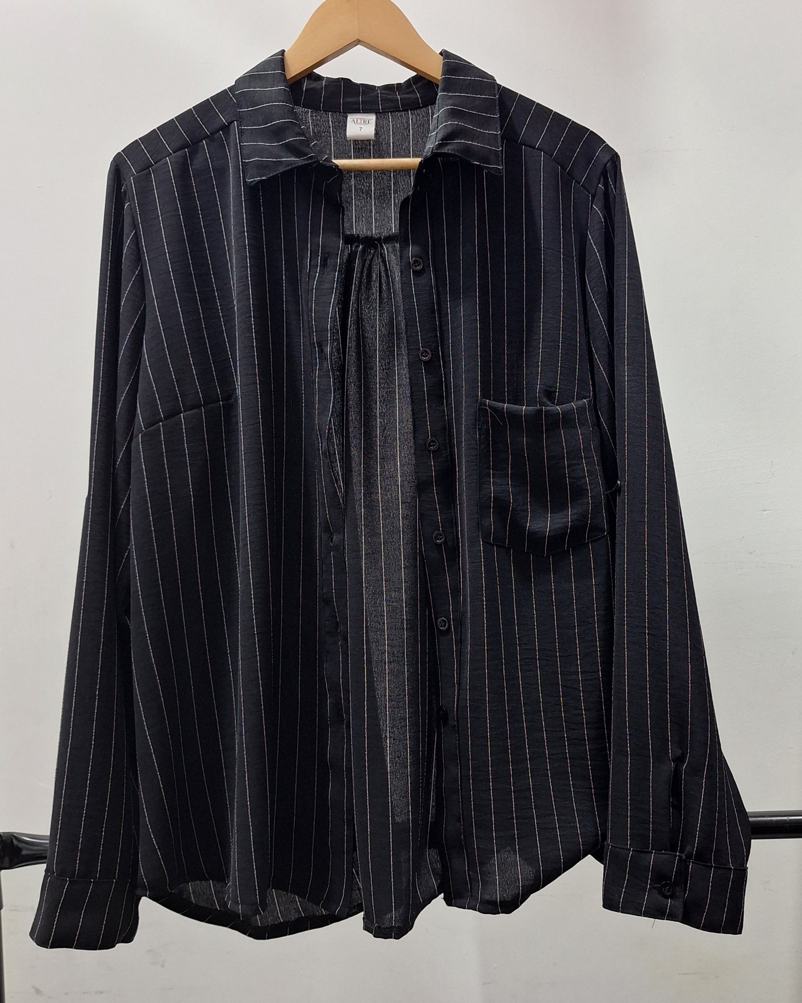 Camisa Negra para Dama Lino Cey Rayado - Imagen 3