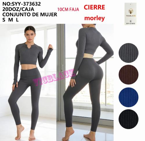 Conjunto Calza y Remera Crop Medio Cierre