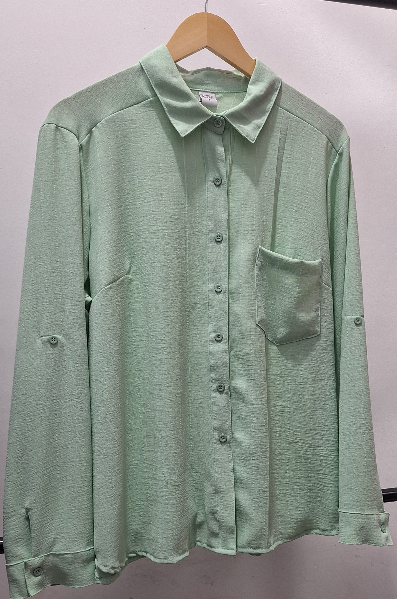 Camisa Verde Menta - Lino Cey Rayado - Imagen 2