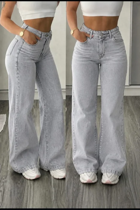 Wide Leg Gris Cielo
