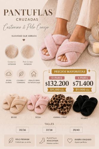 Pantuflas Cruzadas / Castorino & Pelo Conejo