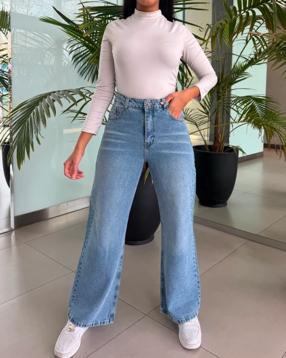 Wide Leg Rigido Celeste