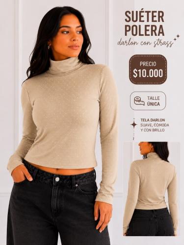 Suéter Polera de Darlon con Strass