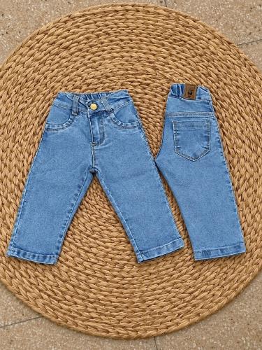 Jeans Bebé Elastizada Unisex Celeste Arenado