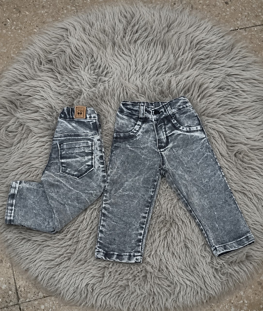 Jeans Bebé Clásico Unicex Negro Nevado Elastizada - Imagen 1