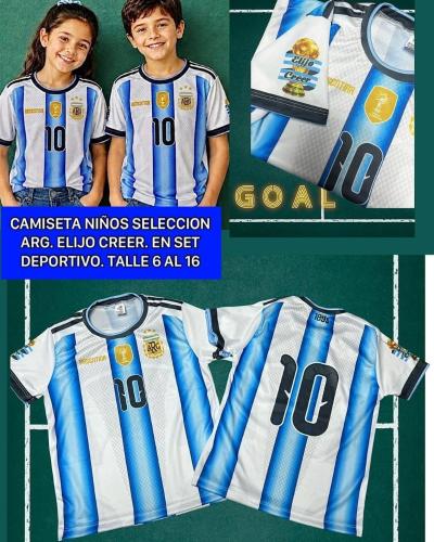 Camiseta de Niños Argentina Titular Mundial